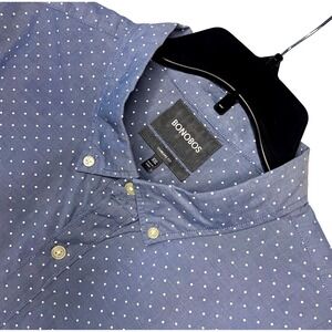 BONOBOS Mens Blue White Polka Dot Standard Fit Long Sleeve Button Up Shirt XXL